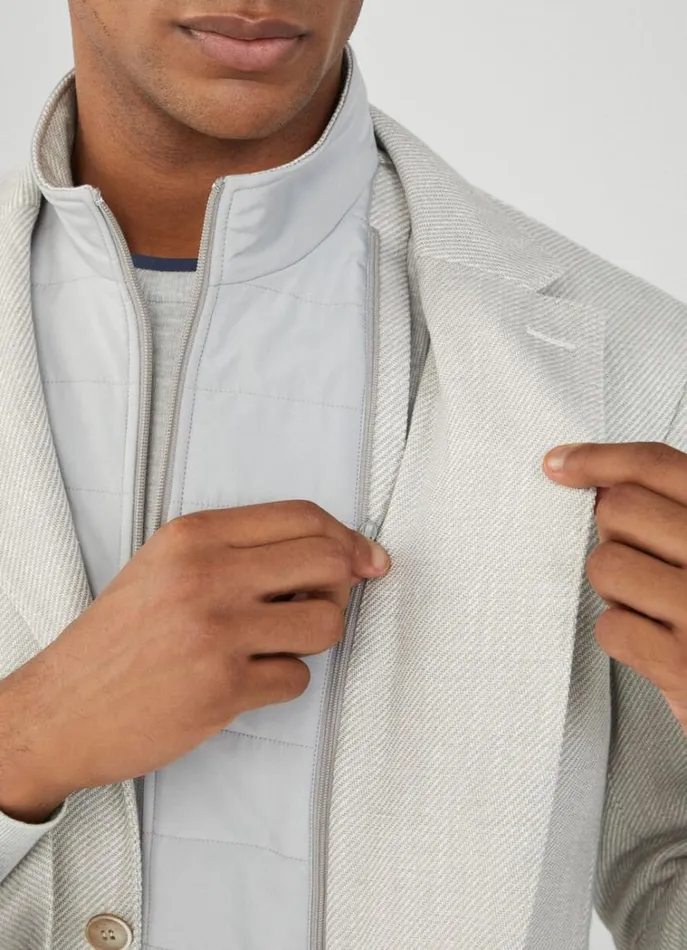 Men Blazers Hackett London Cotton Hybrid Blazer Light Grey