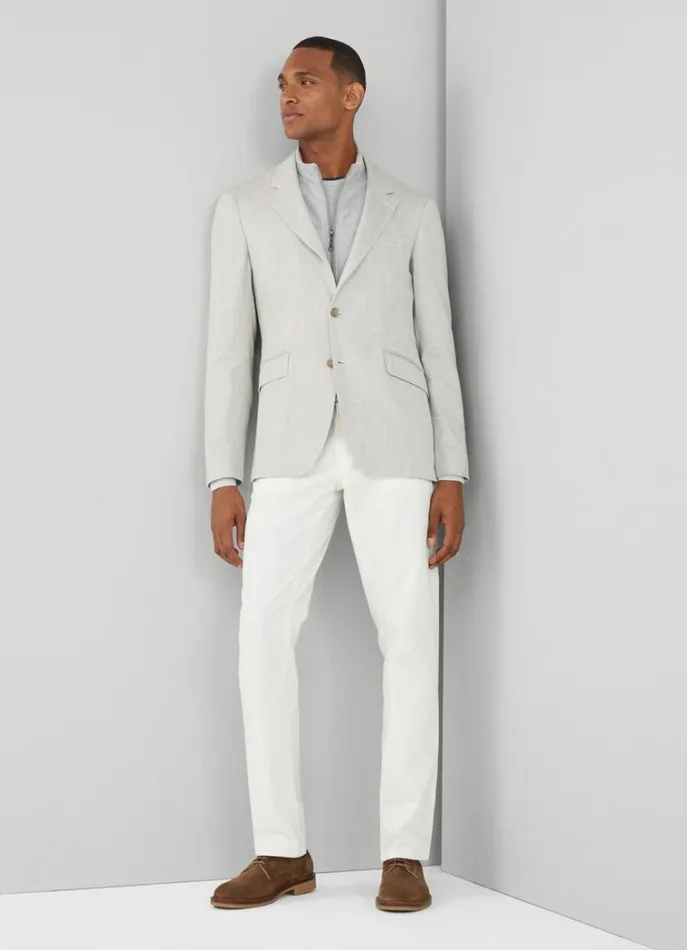 Men Blazers Hackett London Cotton Hybrid Blazer Light Grey