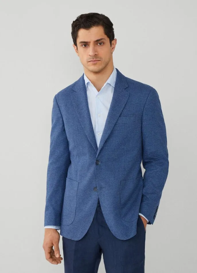 Men Blazers Hackett London Houndstooth Blazer Blue