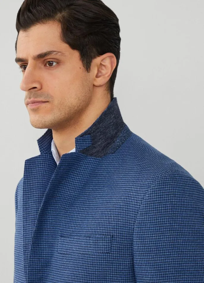 Men Blazers Hackett London Houndstooth Blazer Blue