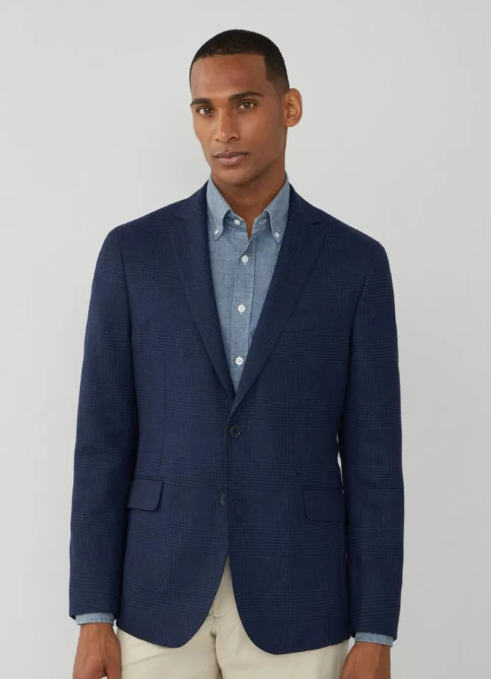 Men Blazers Hackett London Wool And Linen Blazer Brightnavy