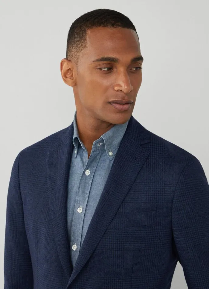Men Blazers Hackett London Wool And Linen Blazer Brightnavy