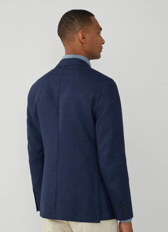 Men Blazers Hackett London Wool And Linen Blazer Brightnavy