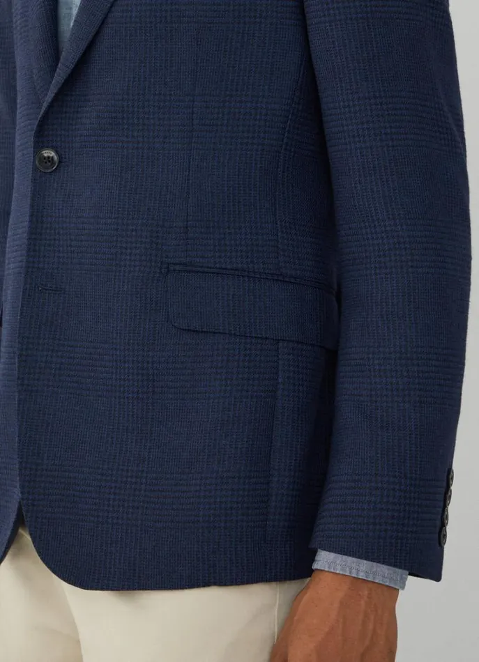 Men Blazers Hackett London Wool And Linen Blazer Brightnavy