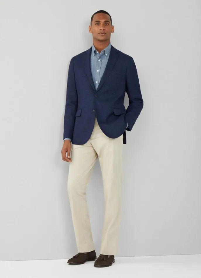 Men Blazers Hackett London Wool And Linen Blazer Brightnavy