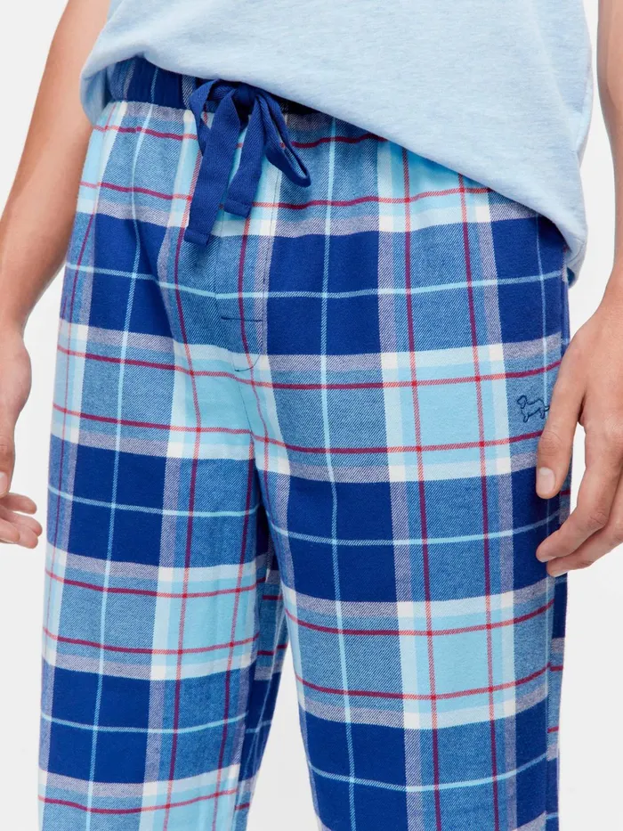 Men Blue Check Flannelette Pj Pant Multi Peter Alexander Pants