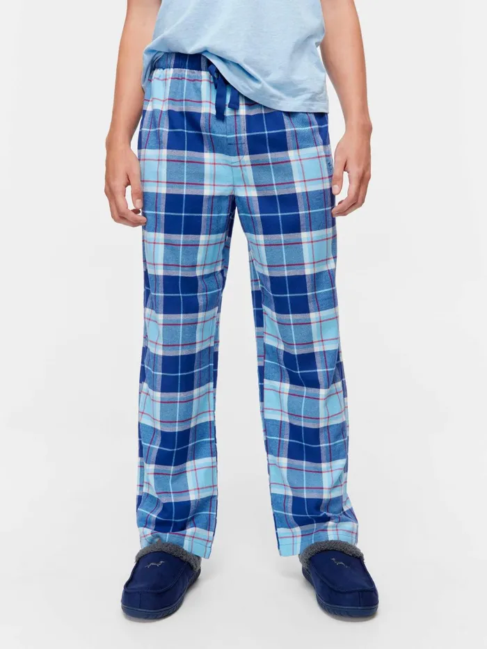 Men Blue Check Flannelette Pj Pant Multi Peter Alexander Pants