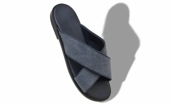 Men Blue Denim Crossover Sandals Manolo Blahnik Sandals