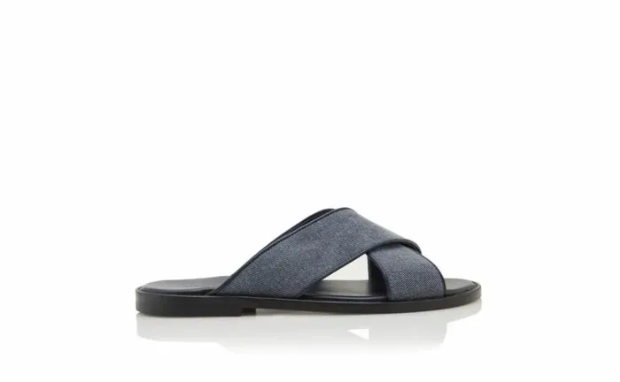 Men Blue Denim Crossover Sandals Manolo Blahnik Sandals