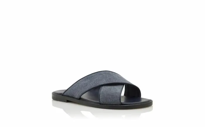 Men Blue Denim Crossover Sandals Manolo Blahnik Sandals