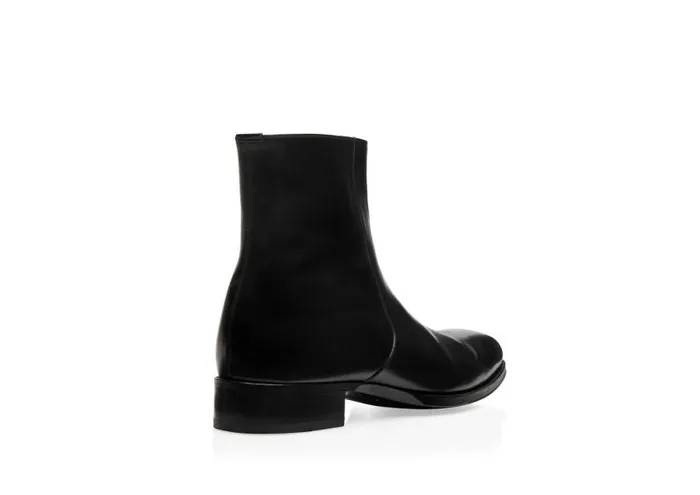 Men Boots Tom Ford Burnished Leather Elkan Zip Boot Black