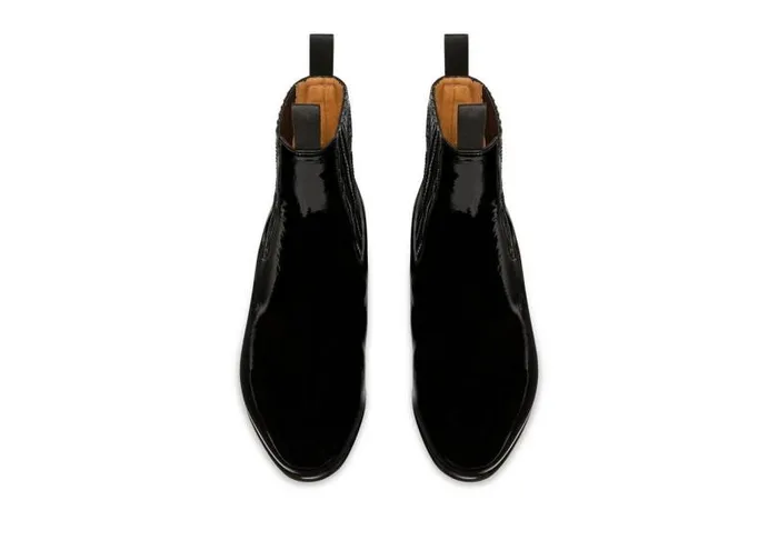 Men Boots Tom Ford Glossy Patent Kurt Chelsea Boot Black