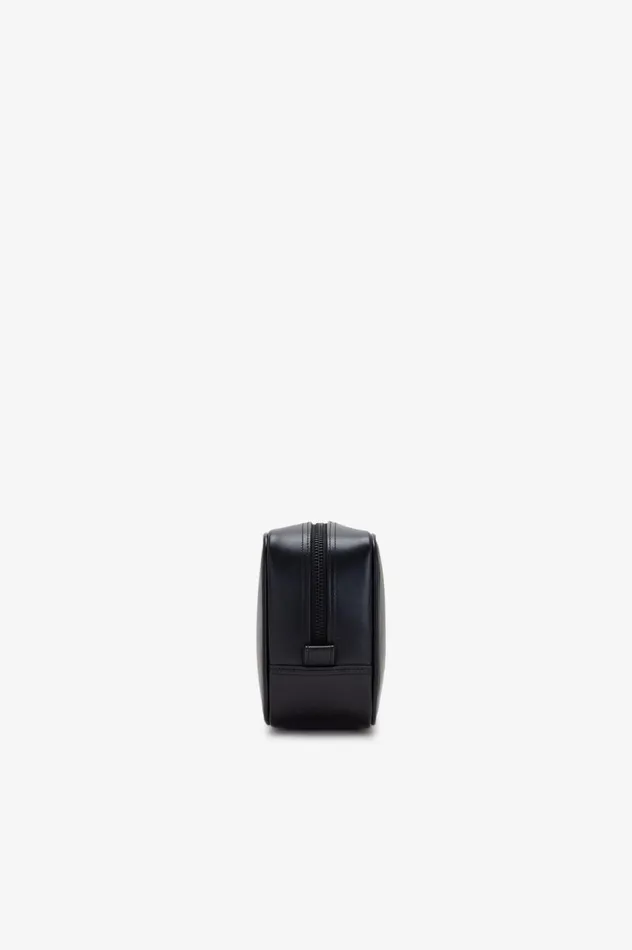Men Burnished Leather Washbag Black Fred Perry Bags