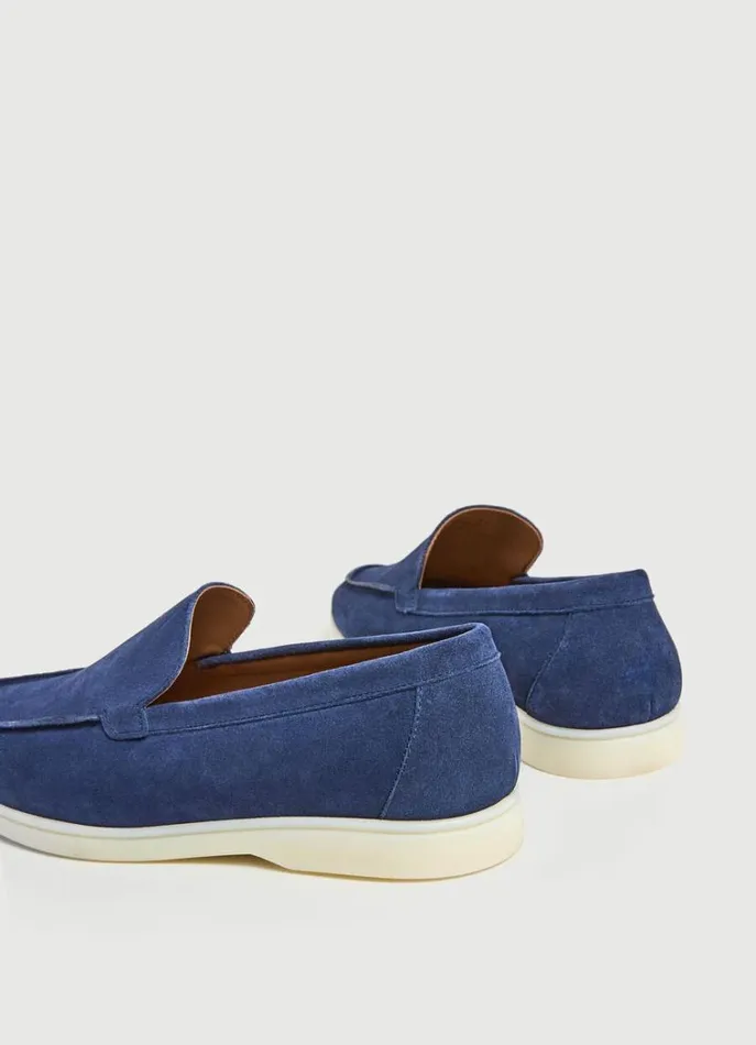 Men Casual Shoes Hackett London Minimalist Suede Moccasins Navy