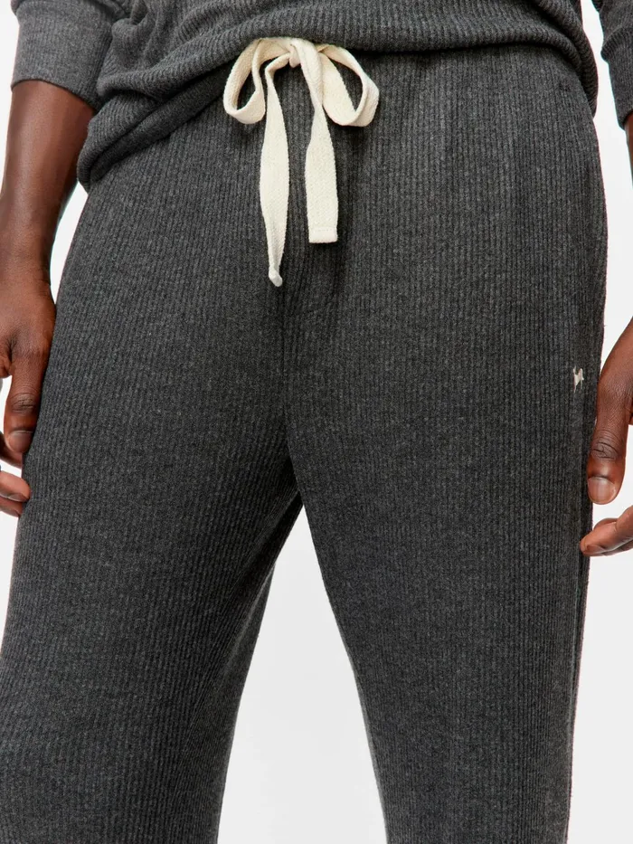 Men Charcoal Brushed Rib Pj Pant Charcoal Peter Alexander Pants