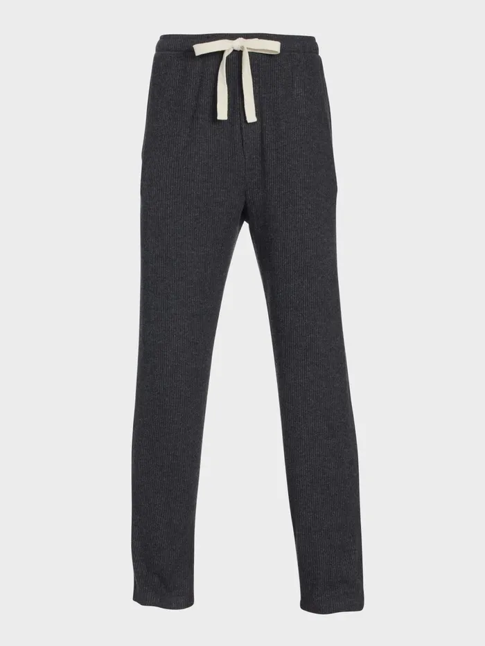 Men Charcoal Brushed Rib Pj Pant Charcoal Peter Alexander Pants