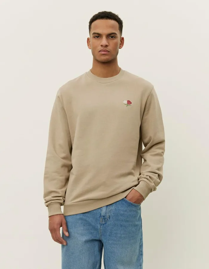 Men Clyde Sweatshirt 8211 Dark Sand Les Deux HoodiesSweatshirts