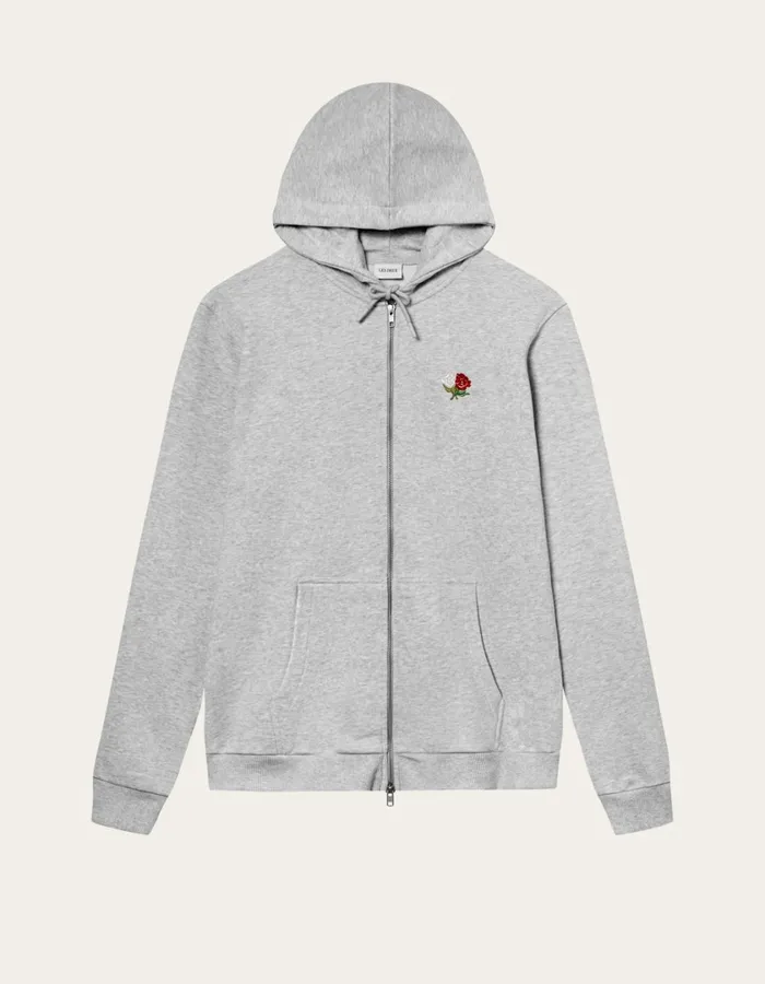 Men Clyde Zipper Hoodie 8211 Snow Melange Les Deux HoodiesSweatshirts
