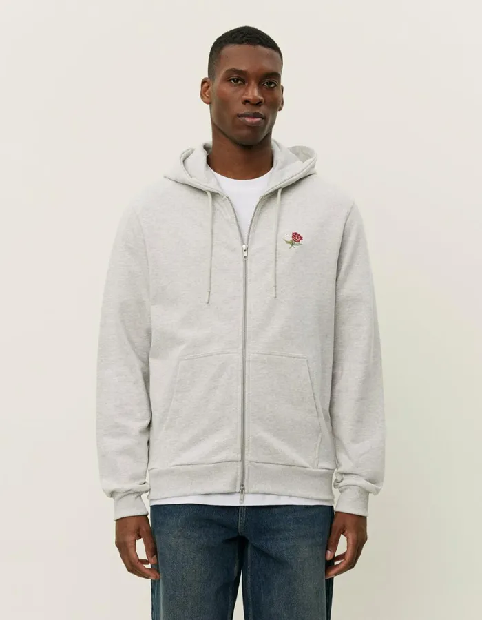 Men Clyde Zipper Hoodie 8211 Snow Melange Les Deux HoodiesSweatshirts