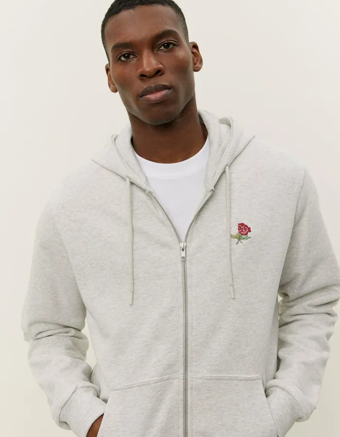 Men Clyde Zipper Hoodie 8211 Snow Melange Les Deux HoodiesSweatshirts