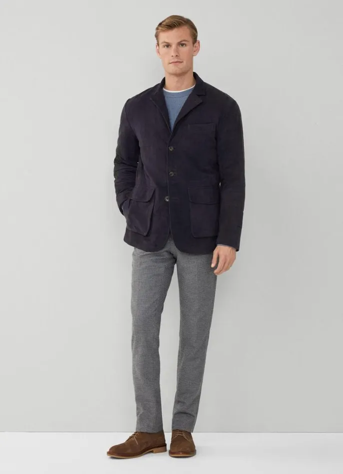 Men Coats and Jackets Hackett London Suede Padded Blazer Blue