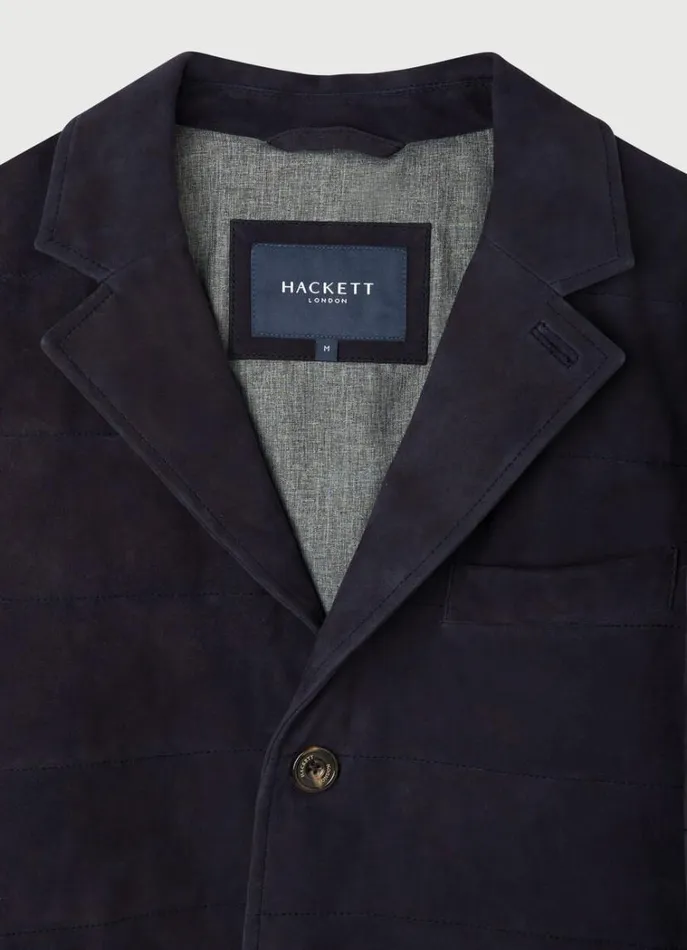 Men Coats and Jackets Hackett London Suede Padded Blazer Blue