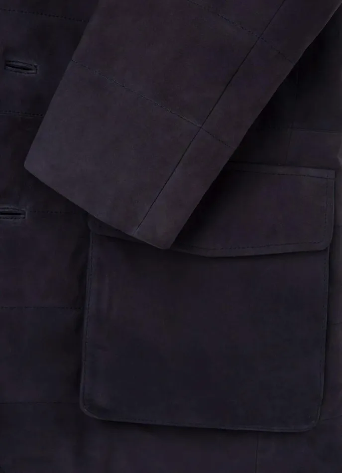 Men Coats and Jackets Hackett London Suede Padded Blazer Blue