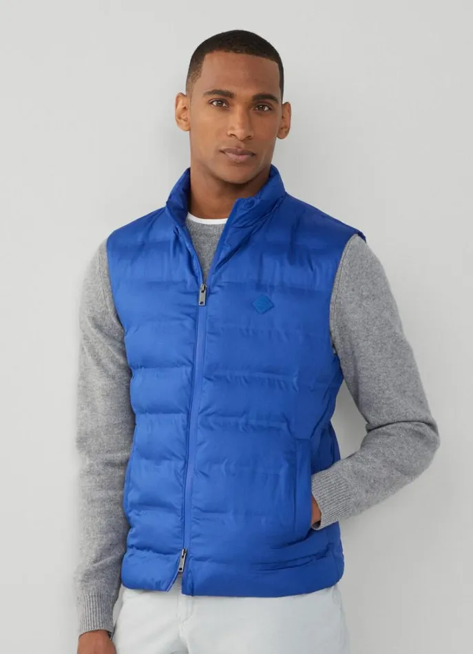 Men Coats and Jackets Hackett London Sustainable Padded Gilet Cobalt
