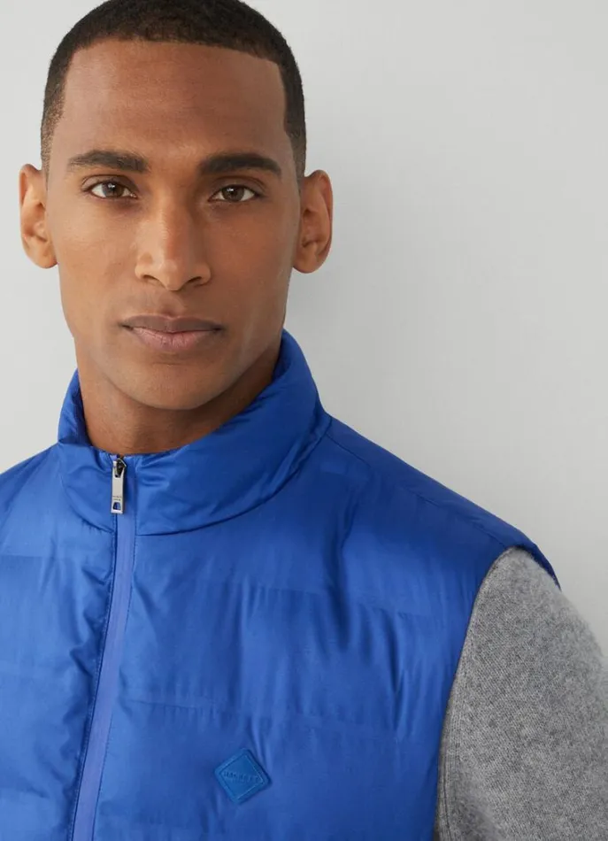 Men Coats and Jackets Hackett London Sustainable Padded Gilet Cobalt