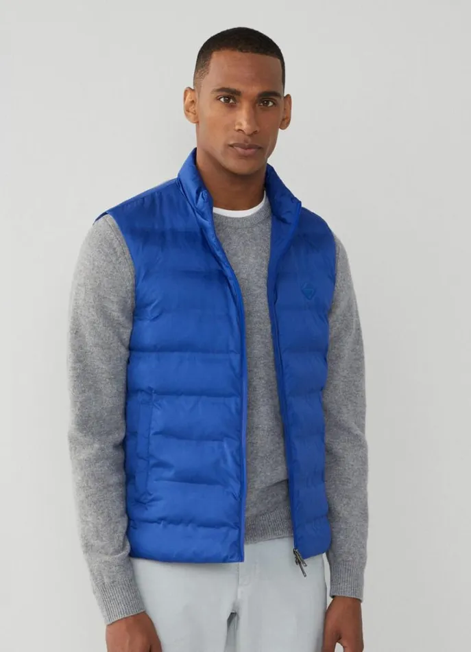 Men Coats and Jackets Hackett London Sustainable Padded Gilet Cobalt