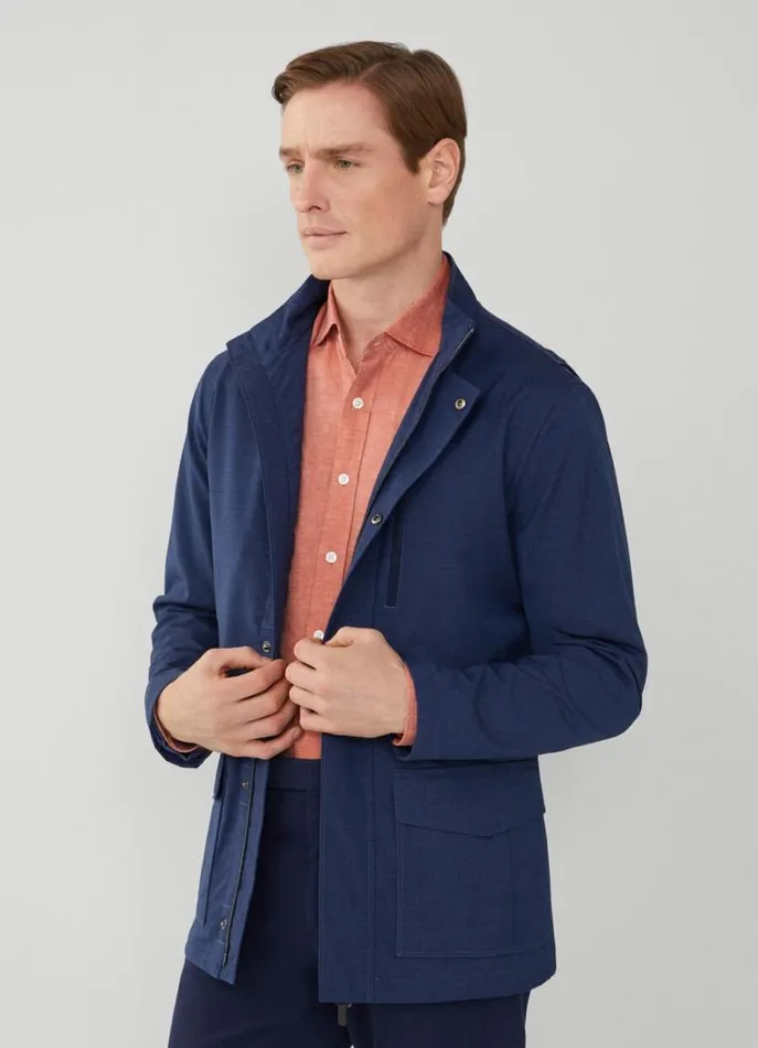 Men Coats and Jackets Hackett London WaterResistant Field Jacket Blue
