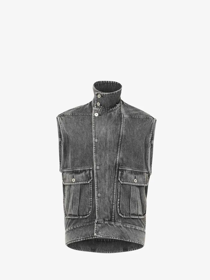 Men Coats and Jackets JW Anderson OVERSIZED SLEEVELESS HIGH NECK JACKET Grey