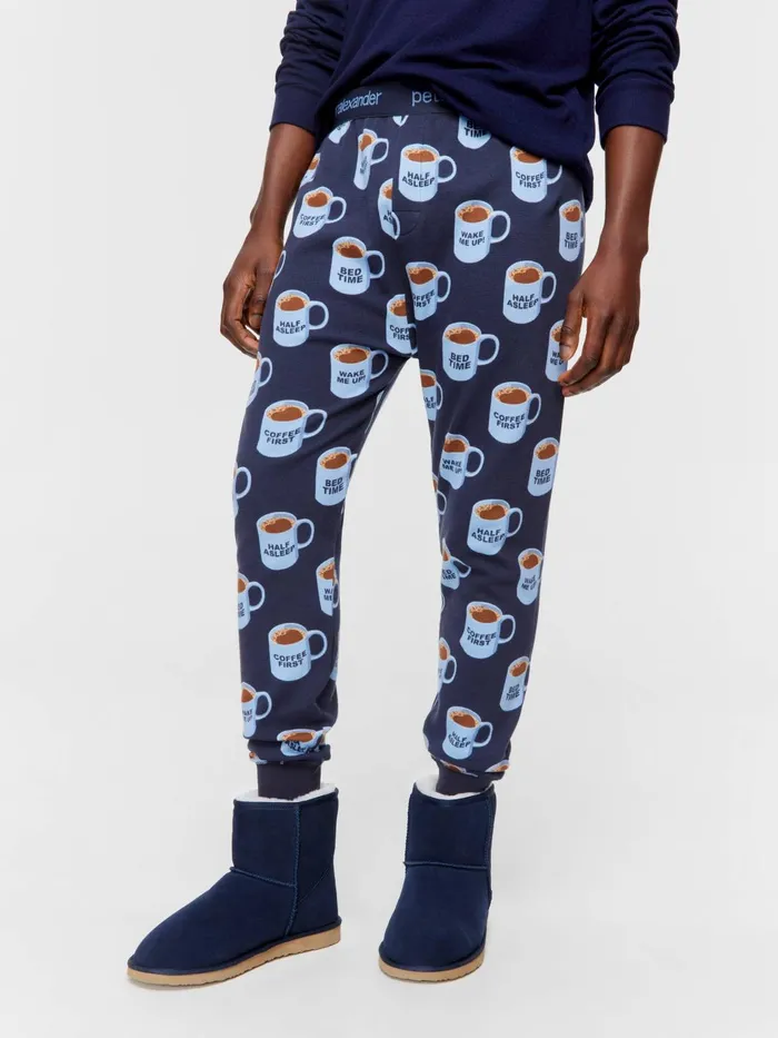 Men Coffee First Long John Pj Pant Multi Peter Alexander Pants