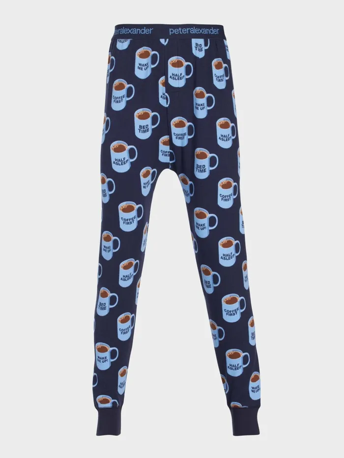 Men Coffee First Long John Pj Pant Multi Peter Alexander Pants