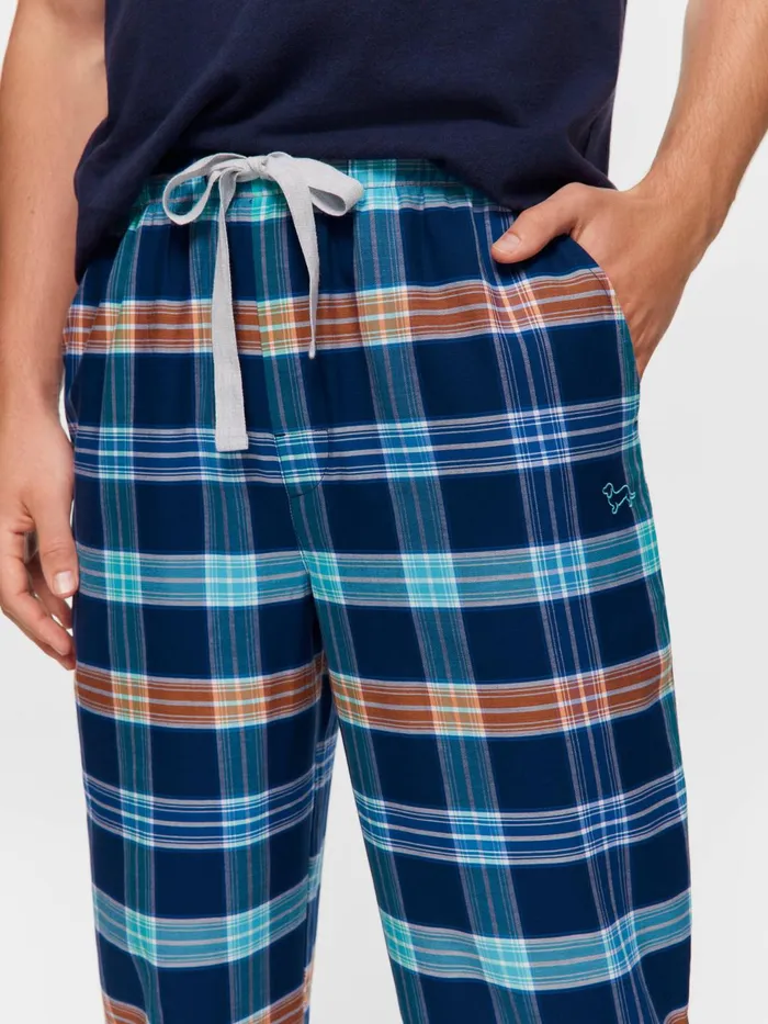Men Coloured Check Pant Navy Peter Alexander Pants