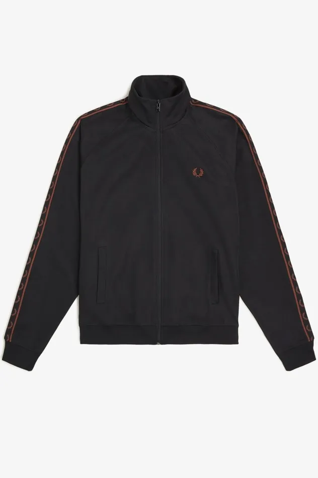 Men Contrast Tape Track Jacket Blackwhisky Brown Fred Perry Track Jackets
