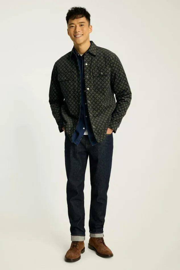 Men Cord Quilted Jacket Black Tile Geo Bonobos Overshirts