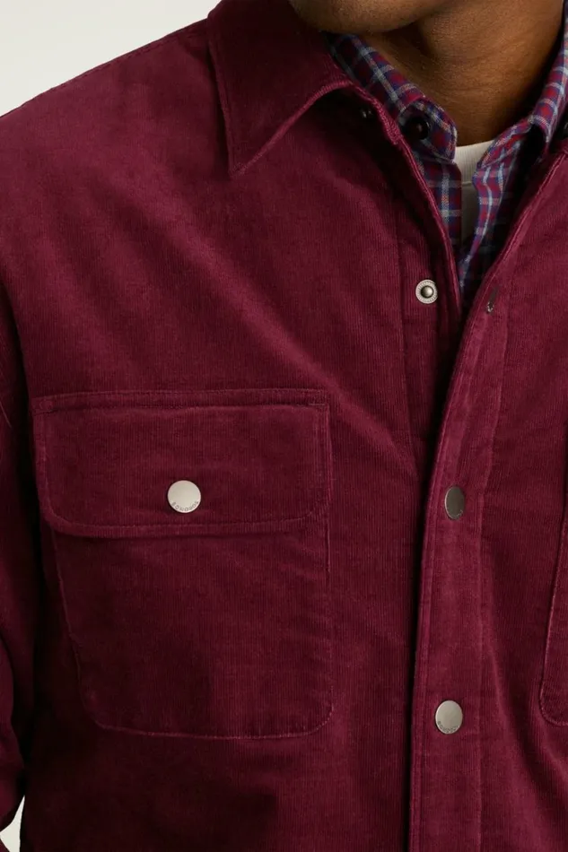Men Cord Quilted Jacket Burgundy Bonobos Overshirts