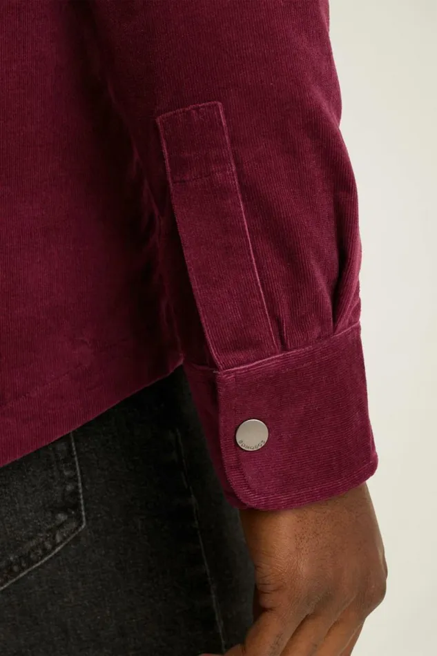 Men Cord Quilted Jacket Burgundy Bonobos Overshirts