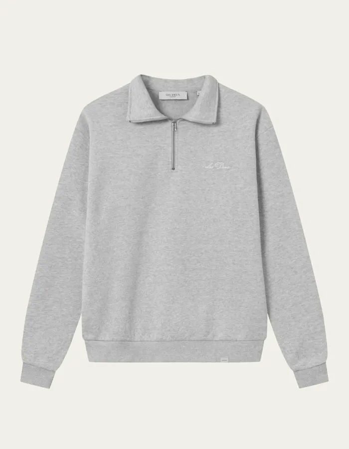 Men Crew HalfZip Sweatshirt 8211 Snow Melange Les Deux HoodiesSweatshirts