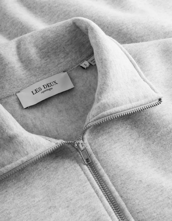 Men Crew HalfZip Sweatshirt 8211 Snow Melange Les Deux HoodiesSweatshirts