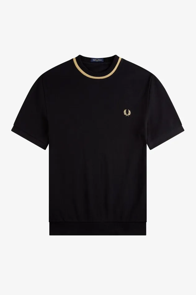 Men Crew Neck Piqu TShirt Black Fred Perry TShirts
