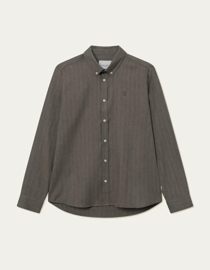 Men Desert Reg Stripe Shirt 8211 Mountain GreyIvory Les Deux ShirtsOvershirts