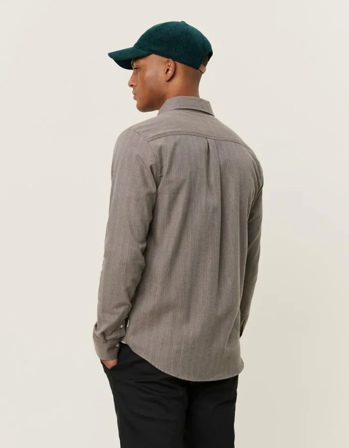 Men Desert Reg Stripe Shirt 8211 Mountain GreyIvory Les Deux ShirtsOvershirts