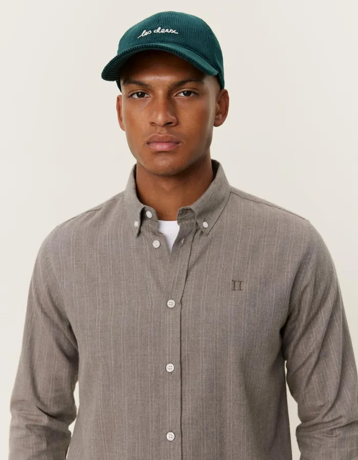 Men Desert Reg Stripe Shirt 8211 Mountain GreyIvory Les Deux ShirtsOvershirts