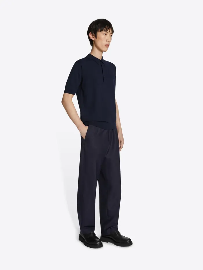 Men Dries Van Noten Knitwear Merino Wool Polo Shirt