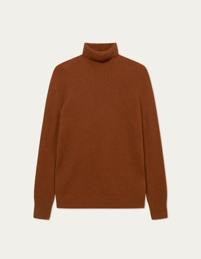 Men Eddie Wool Rib Rollneck Knit 8211 Arabian Spice Les Deux Knitwear