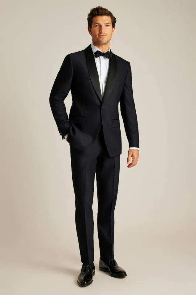 Men Empire Stretch Italian Wool Tuxedo Navy Shawl Collar Bonobos Suits
