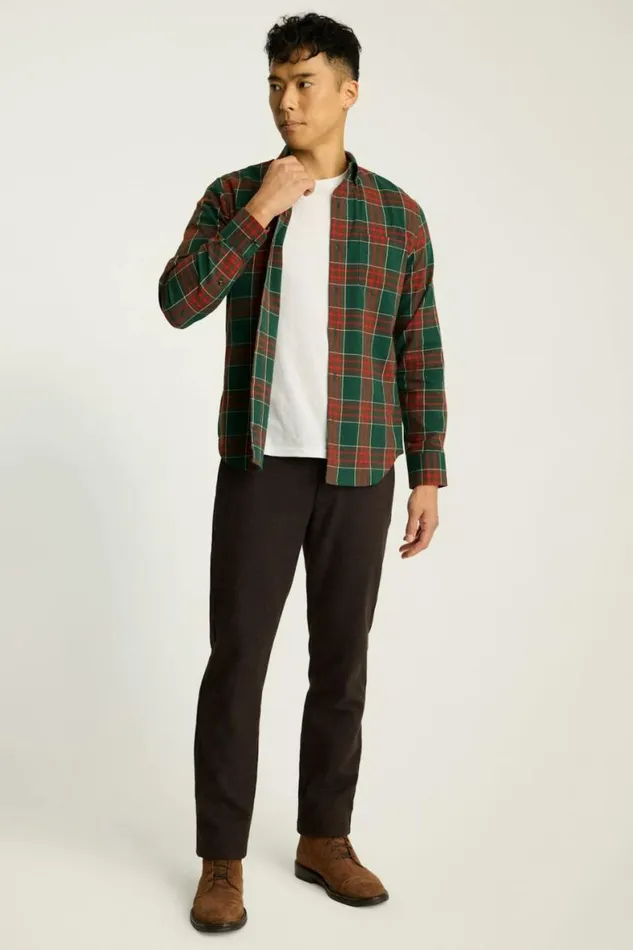Men Everyday Lightweight Flannel Shirt Cedar Red Plaid Bonobos Overshirts