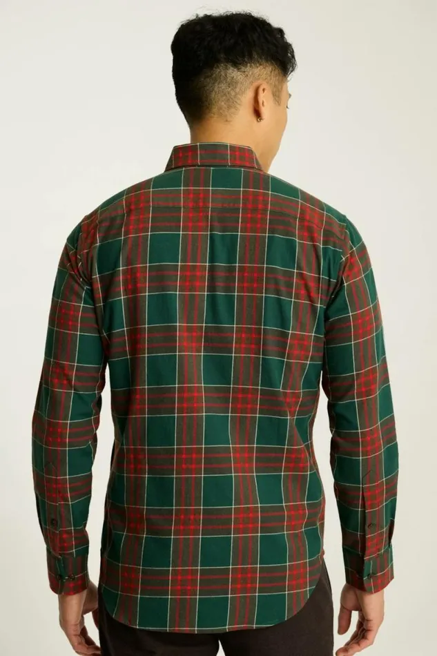 Men Everyday Lightweight Flannel Shirt Cedar Red Plaid Bonobos Overshirts